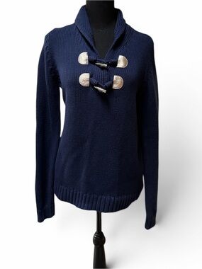 Lilly Pulitzer‎ Bainbridge Sweater Shawl Collar Toggle Navy Gold